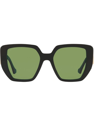 Shop Gucci Interlocking G Oversized-frame Sunglasses In Green