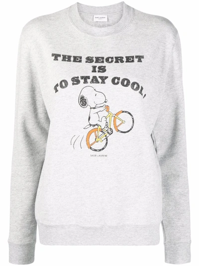 Shop Saint Laurent Snoopy Slogan-print Sweatshirt In Grau