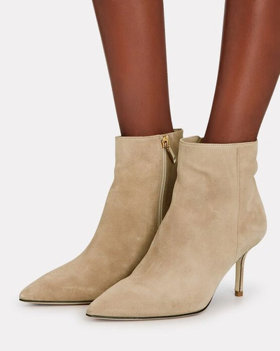 Shop L Agence Aimee Suede Ankle Boots In Beige