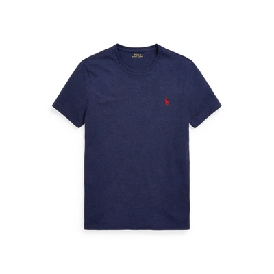 Shop Ralph Lauren Custom Slim Fit Jersey Crewneck T-shirt In Medieval Blue Heather