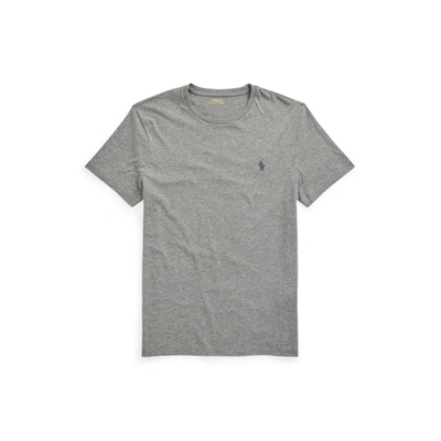 Shop Ralph Lauren Custom Slim Fit Jersey Crewneck T-shirt In Metallic Grey Heather
