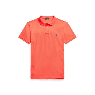 Shop Ralph Lauren Custom Slim Fit Mesh Polo Shirt In Racing Red