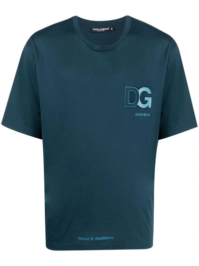 Shop Dolce & Gabbana Blue Logo T-shirt