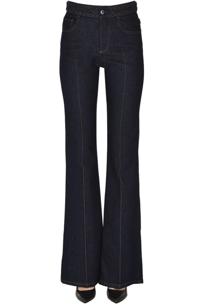 Shop Chloé Flared Leg Jeans In Navy Blue