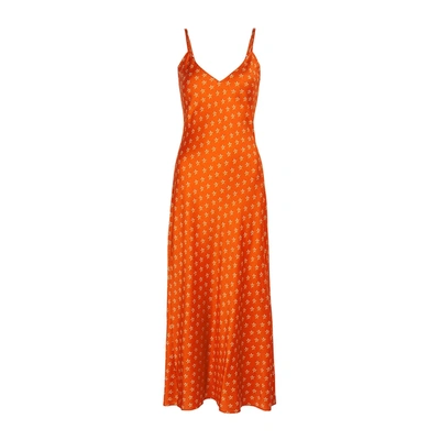 Shop Jessica Russell Flint Lucy's Stars Printed Stretch-silk Slip Dress In Orange