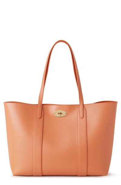 Shop Mulberry Bayswater Leather Tote In Apricot