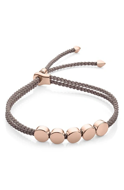 Shop Monica Vinader Linear Bead Friendship Bracelet In Rose Gold/ Mink