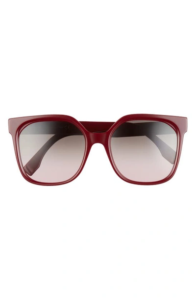 Shop Fendi 55mm Square Sunglasses In Shiny Red / Gradient Brown