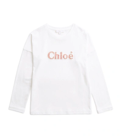 Shop Chloé Logo Embellished T-shirt (2-14 Years) In White