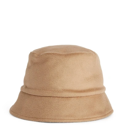 Shop Max Mara Cashmere-camel-silk Reversible Bucket Hat In Beige