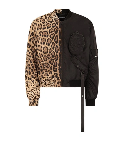 Shop Dolce & Gabbana Leopard Print Bomber Jacket In Multi
