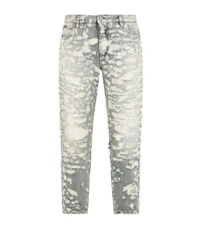 Shop Dolce & Gabbana Distressed Patchwork Jeans In Multi