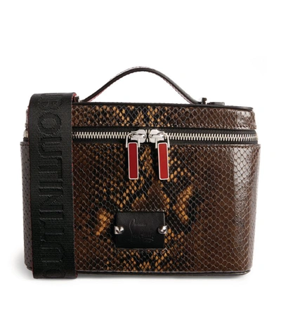 Shop Christian Louboutin Kypipouch Snake-embossed Cross-body Bag In Brown
