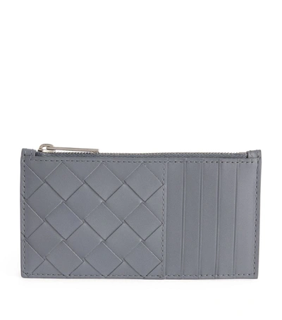 Shop Bottega Veneta Leather Intrecciato Zipped Card Holder In Black