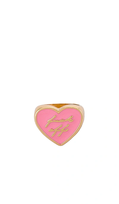 Shop 8 Other Reasons Gold Heart Ring With Resin Fuck Off In Pink