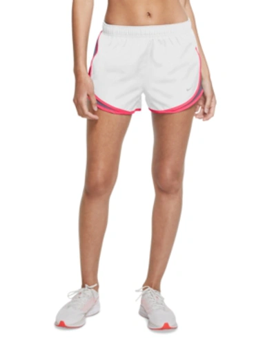 Shop Nike Women's Dri-fit Solid Tempo Running Shorts In White/amethyst Smoke/magic Ember/(wolf Grey)
