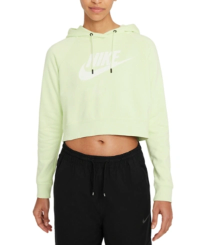 Shop Nike Women's Sportswear Essential Cropped Hoodie In Lime Ice/white