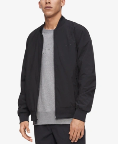 Shop Calvin Klein Men's Logo-print Matte Bomber Jacket In Black Beauty