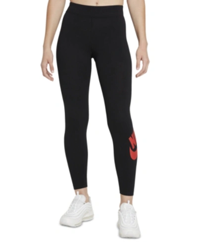 Nike Plus Size Women's Essential High-rise Leggings In Black/very Berry |  ModeSens