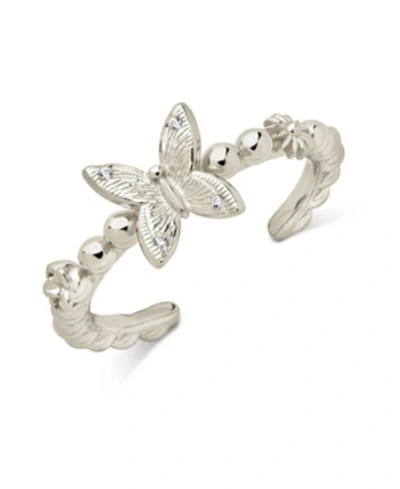 Shop Sterling Forever Women's Sterling Silver Into The Garden Open Band Ring In Silver-tone
