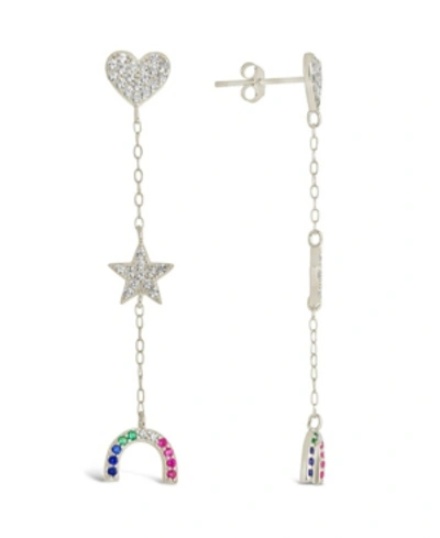 Sterling Forever Sterling Silver Fai Cz Charm Dangle Earrings In Metallic