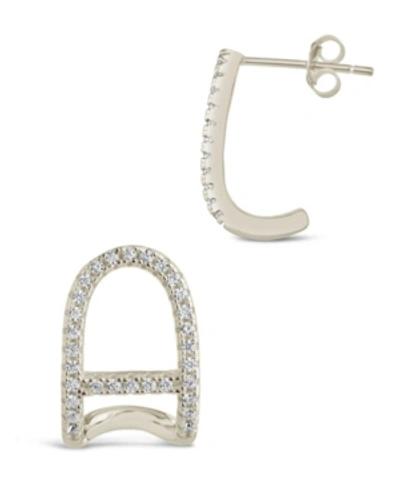 Shop Sterling Forever Women's Ezra Suspender Studs Earrings In Silver-tone