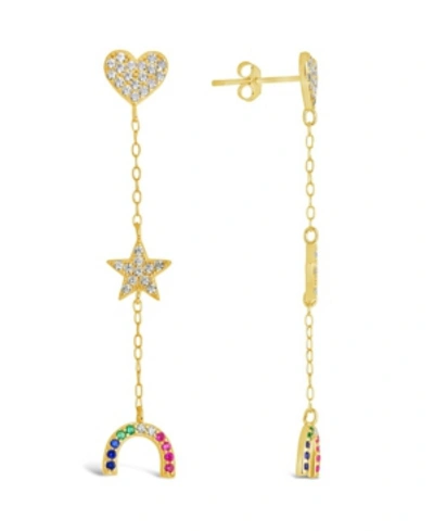 Sterling Forever Sterling Silver Fai Cz Charm Dangle Earrings In Gold