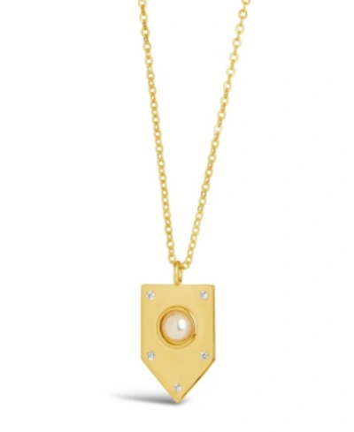 Shop Sterling Forever Women's Marcella Shield Pendant Necklace In Gold-tone