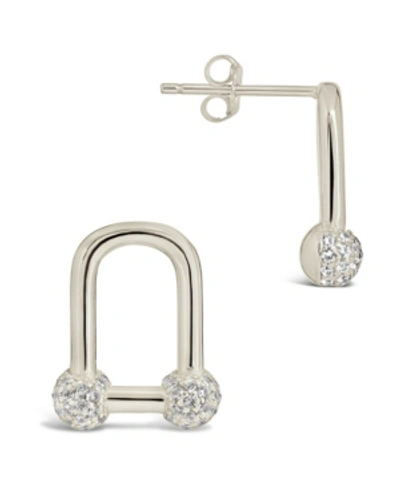 Sterling Forever Sterling Silver Ramzee Cz Stirrup Chain Stud Earrings In Silver-tone
