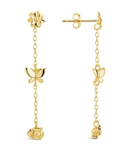 Sterling Forever Sterling Silver Into The Garden Drop Earrings In Gold-tone