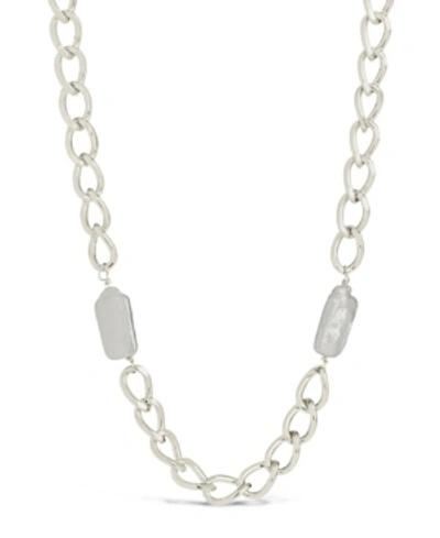 Shop Sterling Forever Women's Imitation Pearl Chain Necklace In Silver-tone