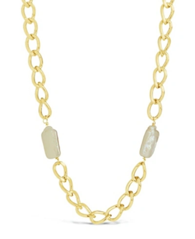 Sterling Forever Women's Imitation Pearl Chain Necklace In Gold-tone