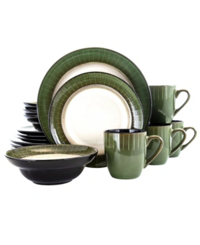 Elama Grand Jade Luxurious Dinnerware With Complete Set Of 16 Pieces In Open Green