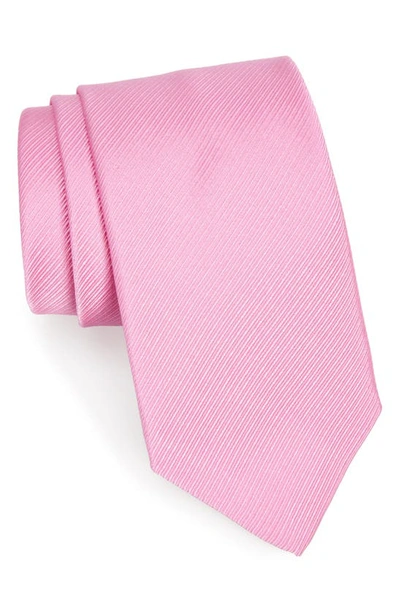 Shop David Donahue Stripe Silk Tie In Pink