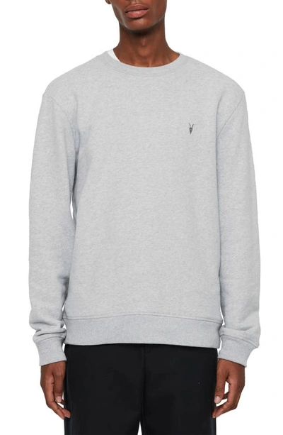 Shop Allsaints Raven Slim Fit Crewneck Sweatshirt In Grey Marl