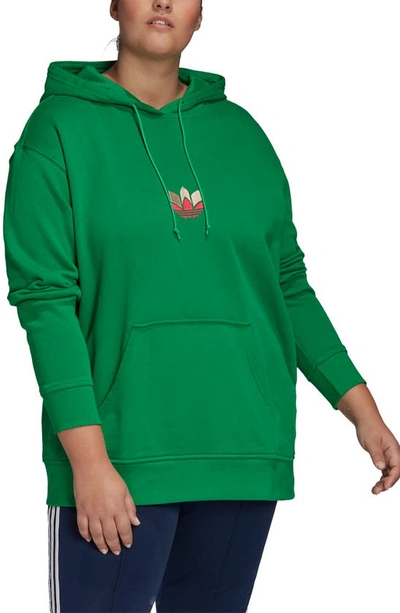 Shop Adidas Originals Trefoil Hoodie In Green/ Multicolor