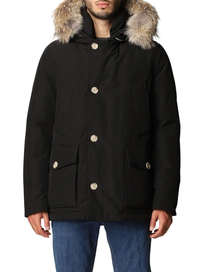 Shop Woolrich Arctic Detachable Fur Anorak In Black