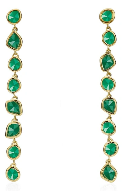 Shop Monica Vinader Siren Mini Nugget Earrings In Yellow Gold/ Green Onyx
