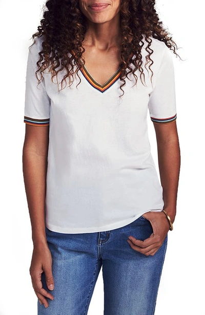 Shop Faherty Marin V-neck T-shirt In White