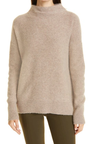Shop Vince Boiled Cashmere Funnel Neck Pullover In 288hwh-h Wheat