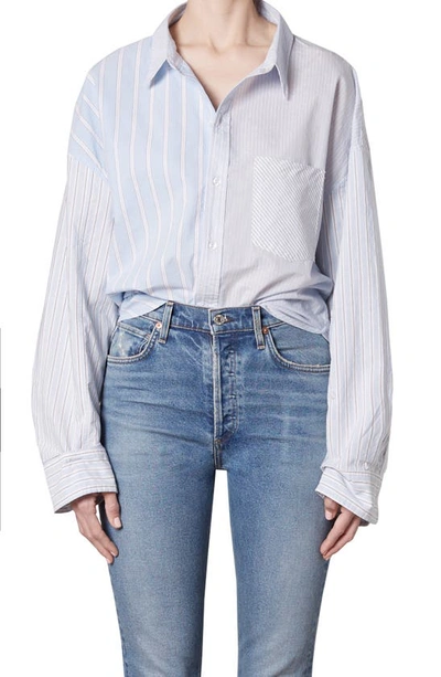 Brinkley Mix Stripe Cotton Button-up Shirt In Rework Stripe