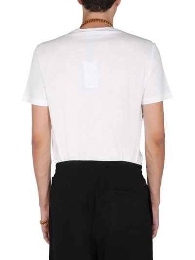 Shop Versace T-shirt With Greek Print In White