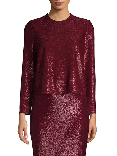 Shop Michelle Mason Crystal-back Glimmer Top In Wine