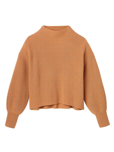 Shop A.l.c Helena Drop-shoulder Mockneck Sweater In Beige