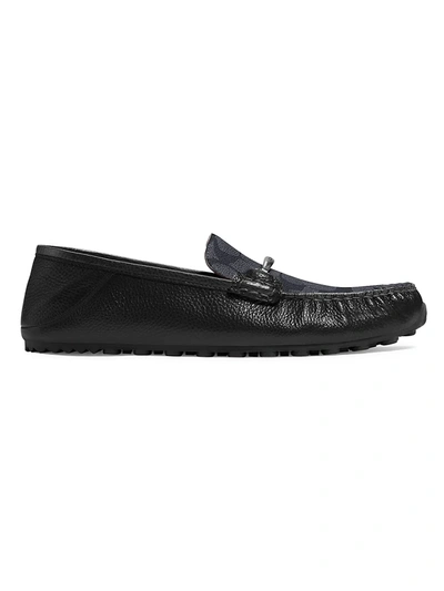 Shop Coach Collapsible Heel Leather Loafers In Charcoal Black