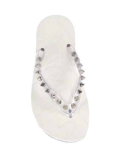 Shop Christian Louboutin Loubi Spike Flip Flops In White