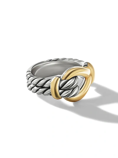 Shop David Yurman Women's Thoroughbred Loop Ring With 18k Yellow Gold In Silver
