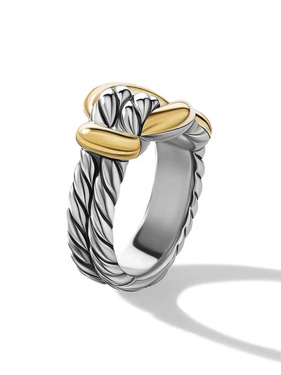 Shop David Yurman Women's Thoroughbred Loop Ring With 18k Yellow Gold In Silver