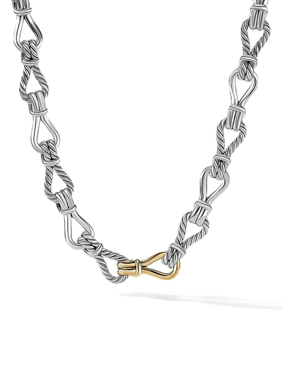 Shop David Yurman Women's Thoroughbred Loop Chain Link Necklace With 18k Yellow Gold In Silver