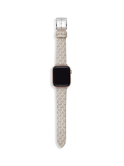 Shop Michael Kors Mk Micro Logo Apple Strap Collection. Apple Watch Band/38mm & 40mm In Beige